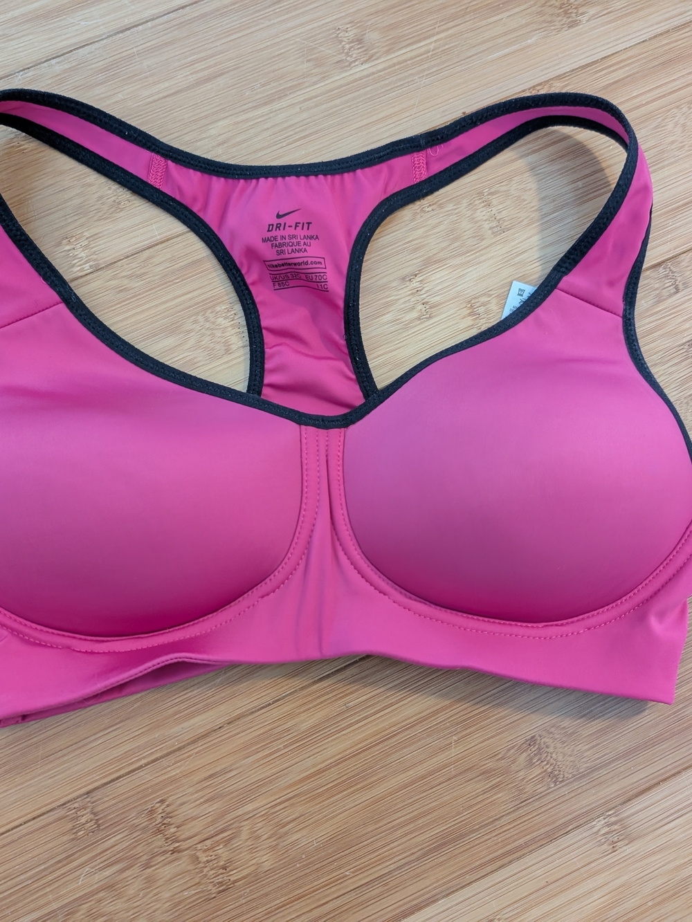 Nike Pink Racerback Sports Bra with Black Trim